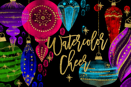 Watercolor Cheer Christmas Ornaments