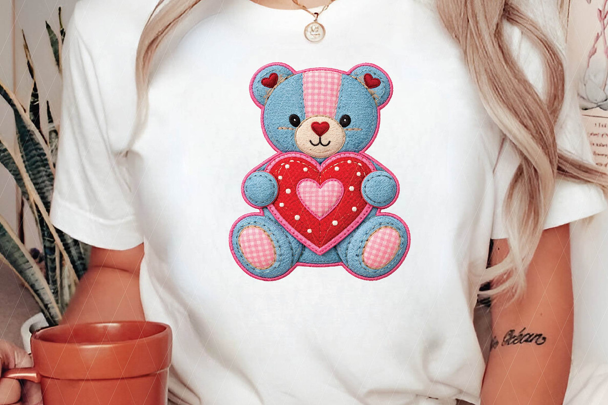 Patchwork Valentine Love Teddy Bear, an Illustration by DreamPrint404 (Photo 4 of 8)