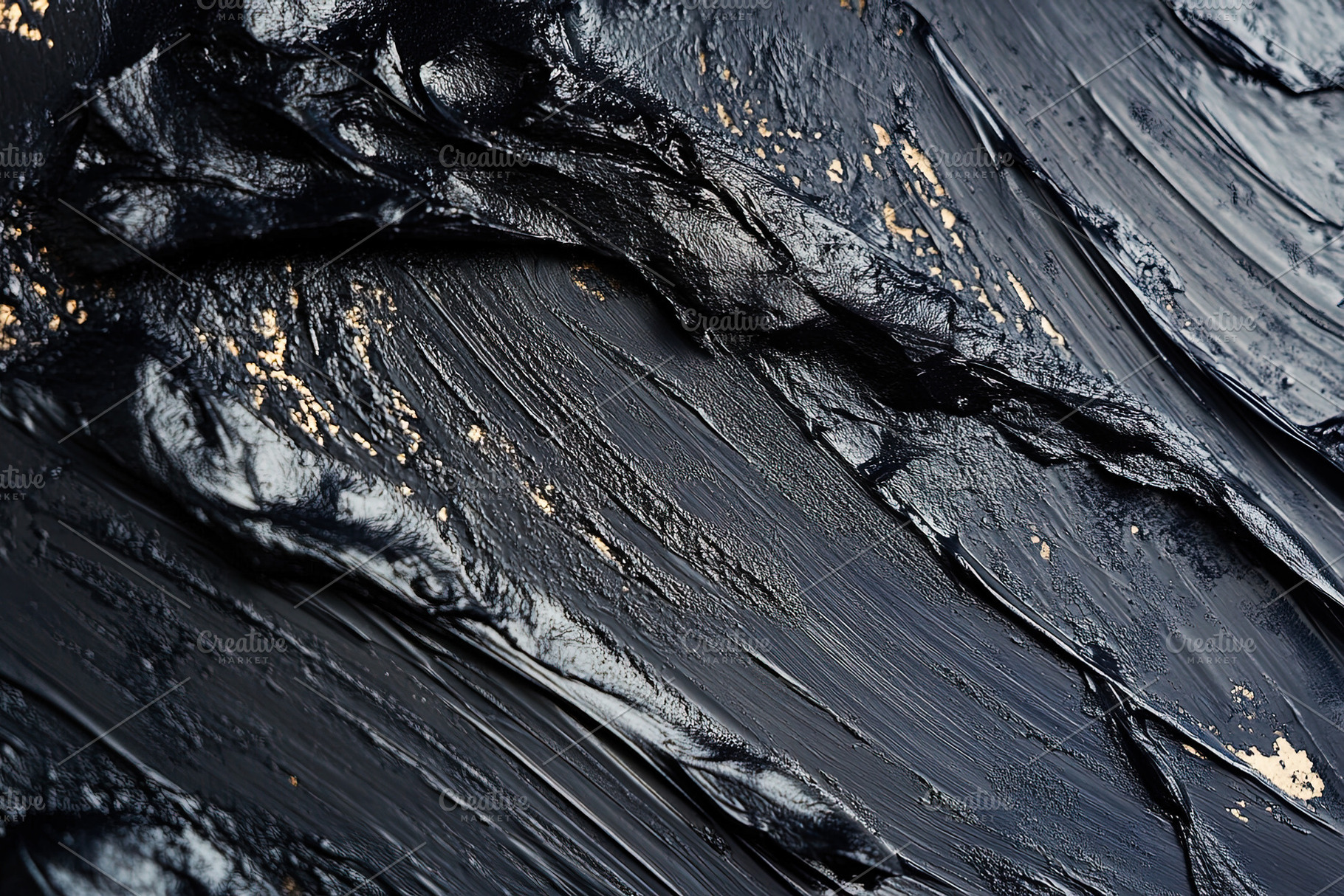 Black Abstract Textured Paint with Gold Accents, a Background Photo by Ales Munt