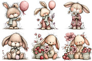 Whimsical Spring Bunny Clipart, an Illustration by DreamPrint404 (Thumbnail 4 of 6)