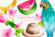 Watercolor summer tropical clipart, an Illustration by FOXYdigitalart (Thumbnail 3 of 5)