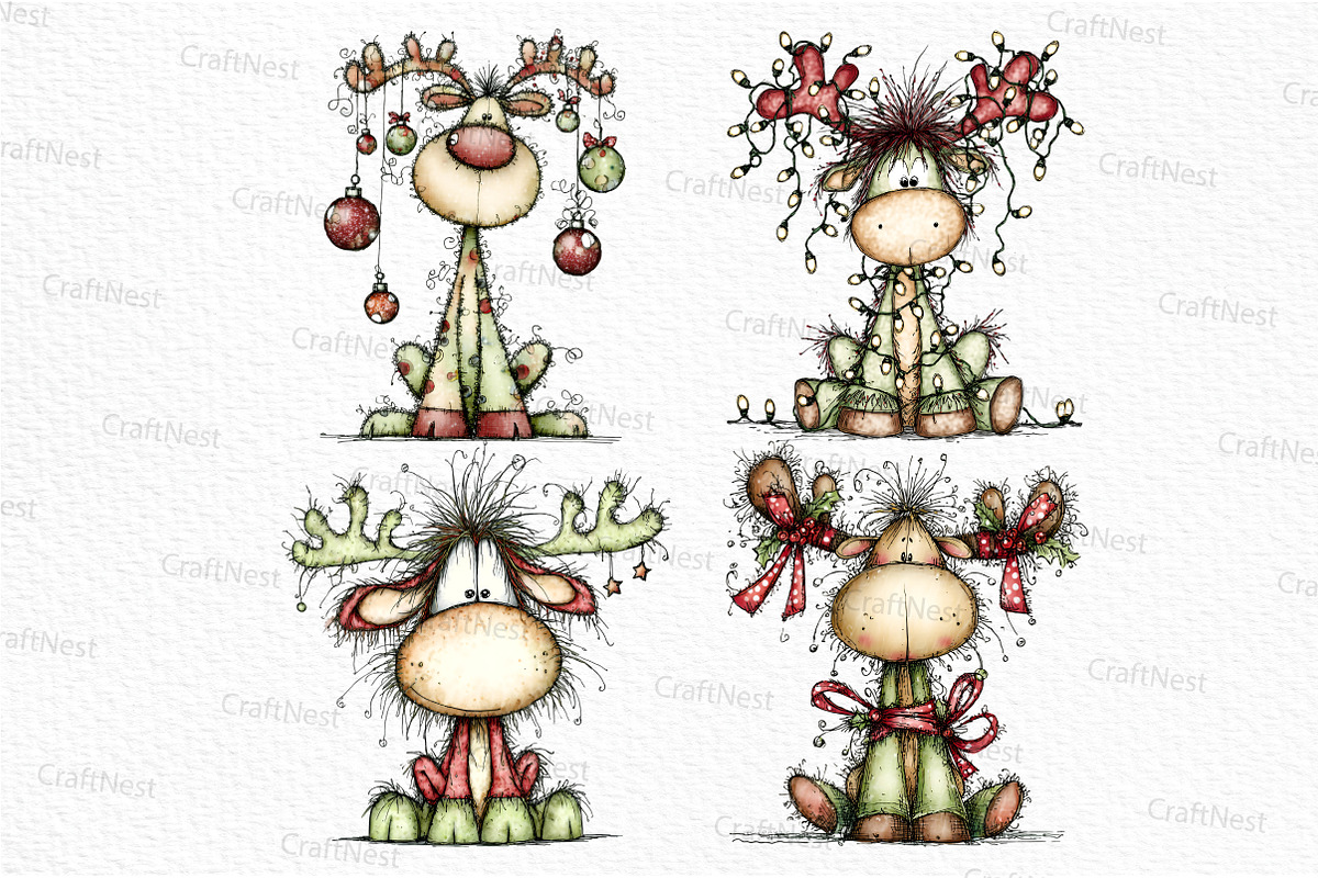 Whimsical Christmas Fluffy Reindeer, an Illustration by Craft Nest (Photo 5 of 6)