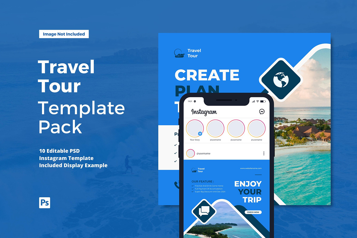 Travel Tour Instagram Post, a Social Media Template by CavenArt (Photo 1 of 5)