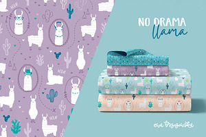 No Drama Llama - pattern & cliparts, a Pattern Graphic by Brzozowska