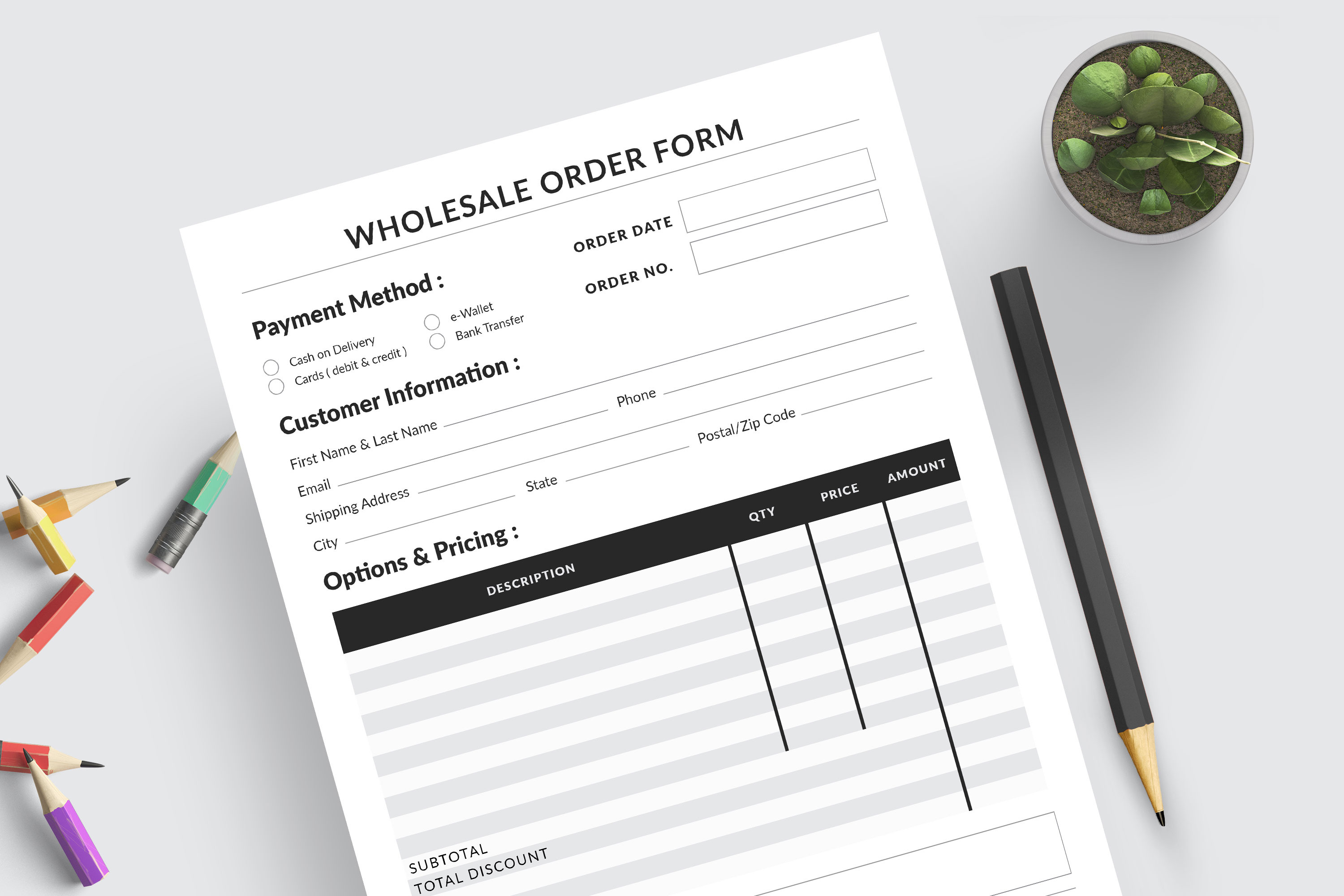 Wholesale Order Form, a Stationery Template by Amit Debnath