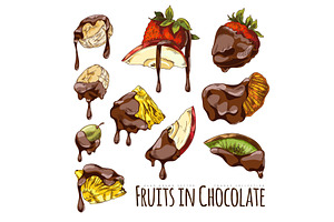 Berries and pieces of fruit with, a Food Illustration by Sabelskaya