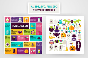 Halloween Flat Infographics Concept