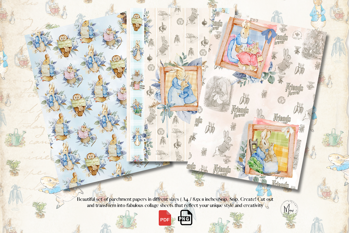 PETER RABBIT Junk Journal Kit, a Decorative Illustration by meribela (Photo 4 of 6)