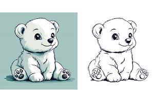 Polar Bear Cub Cartoon Character, an Animal Illustration by LadadikArt