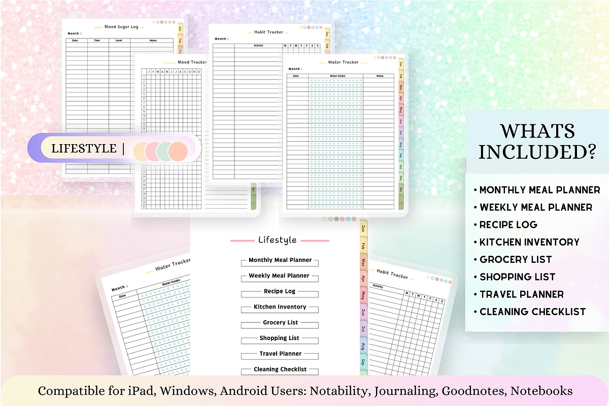 Pastel Digital Planner ( 564 Pages ), a Stationery Template by Tas Creative Studio (Photo 3 of 8)