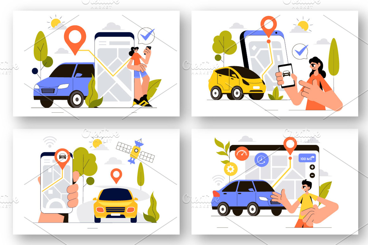 9 Vehicle Tracking Illustration, a Transportation Illustration by denayunebgt (Photo 3 of 3)
