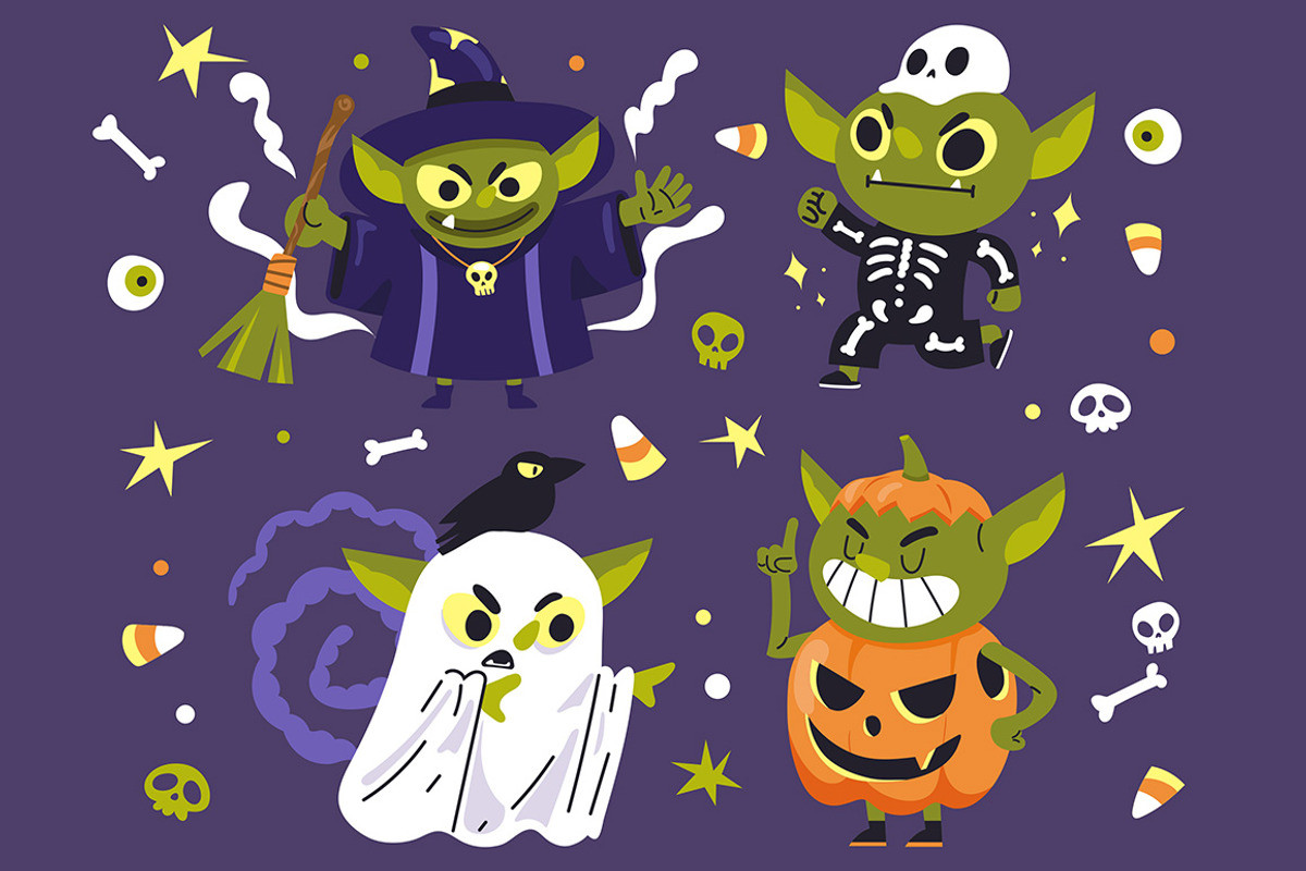 Halloween Cute Goblin Illustration, a Seasonal Illustration by Gumico Studio. (Photo 3 of 3)