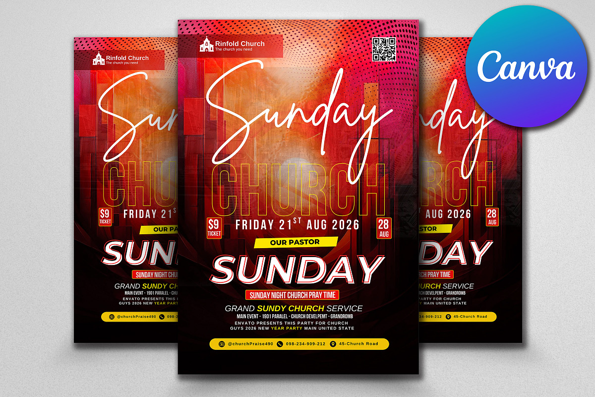 Elegant Church Flyer Canva Template, a Flyer Template by Psd Templates (Photo 1 of 3)