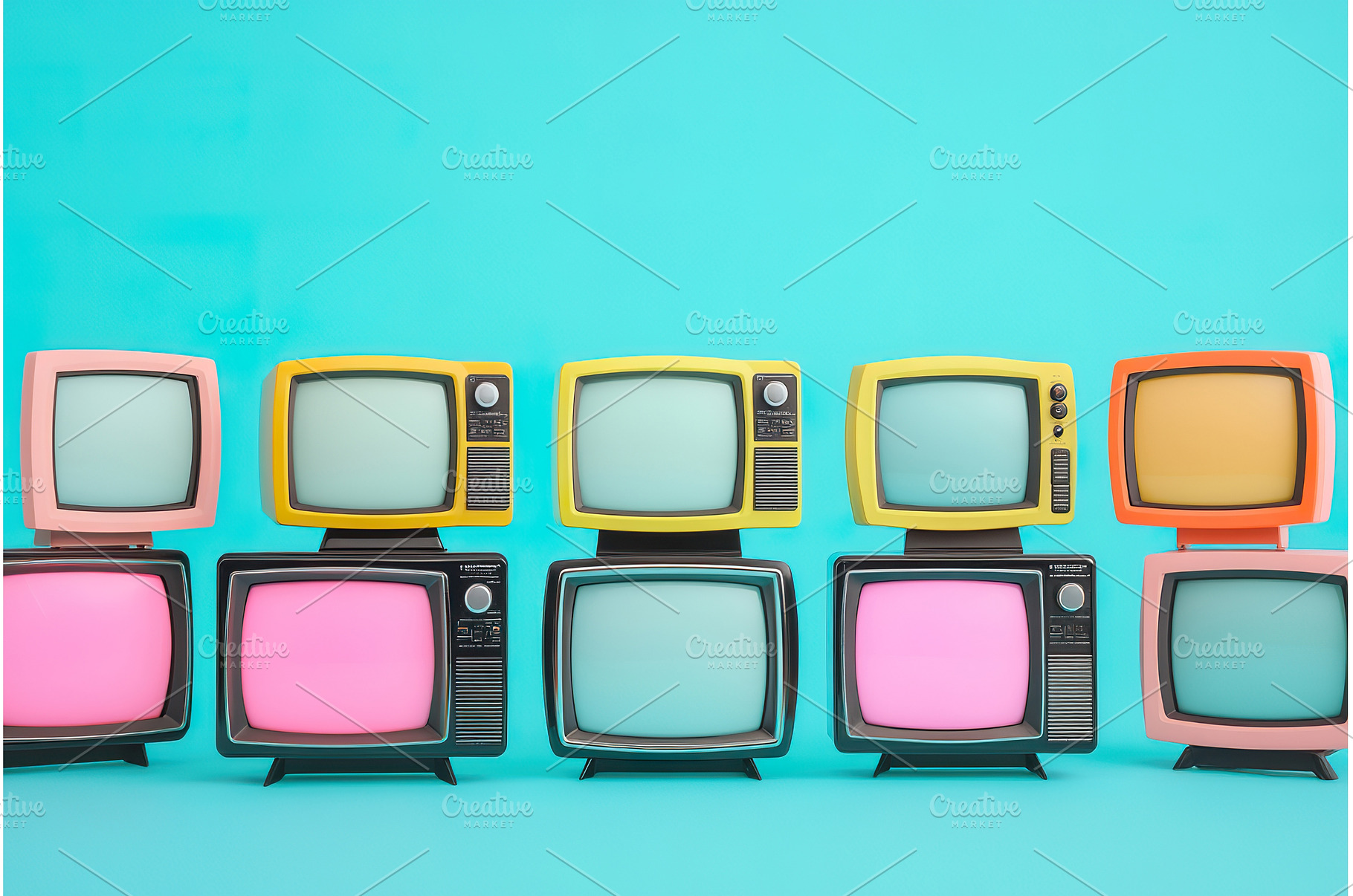 Colorful vintage televisions on, a Technology Photo by Lermont51