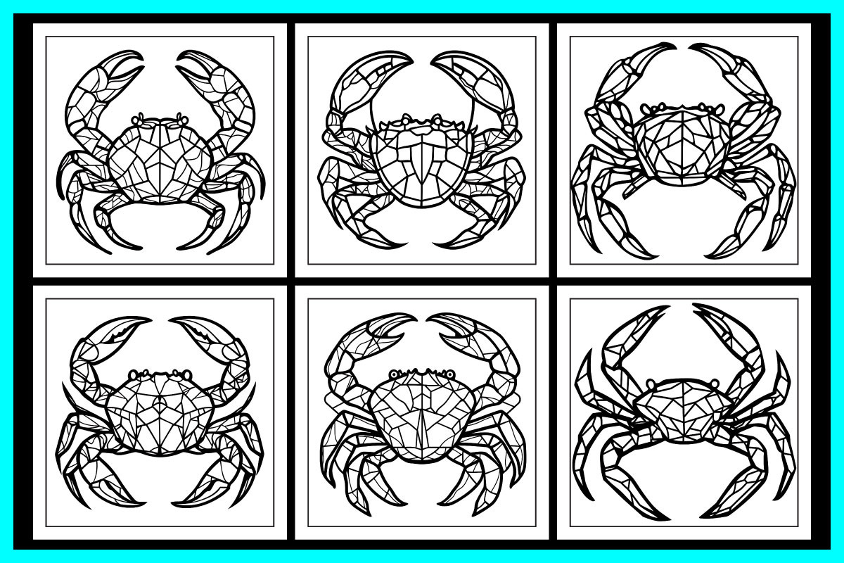Stained Glass Crab Coloring Pages, an Animal Illustration by protabsorkar11 (Photo 4 of 6)