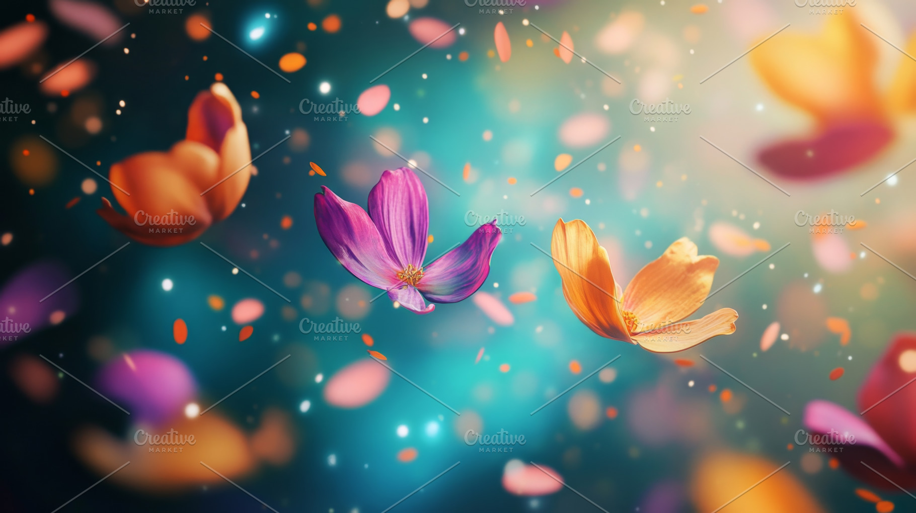 Vibrant Abstract Floral Banner with Colorful Petals, an Abstract Photo by Natalia Klenova's Shop