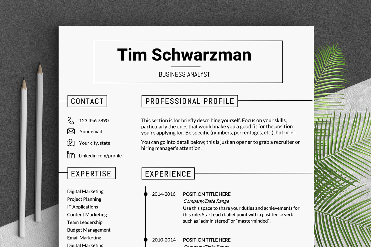 Resume Template / CV Template, a Resume Template by LevelUpResume (Photo 1 of 5)