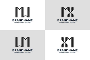 Letters MW WM MX XM Stripe Logo, a Branding & Logo Template by Pray Art Design Studio