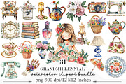 Watercolor Grandmillennial ClipArt, an Illustration by Designking (Thumbnail 1 of 5)