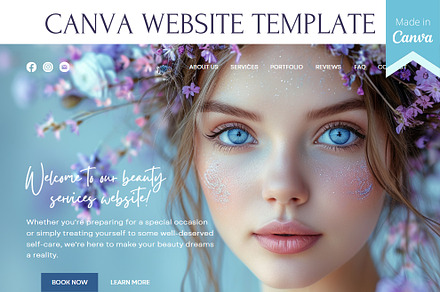 Canva template site Beauty services