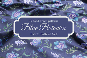 Blue Botanica – Floral Pattern Set