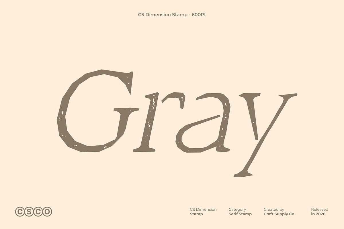 CS Dimension Stamp, a Serif Font by Craft Supply Co. (Photo 2 of 8)