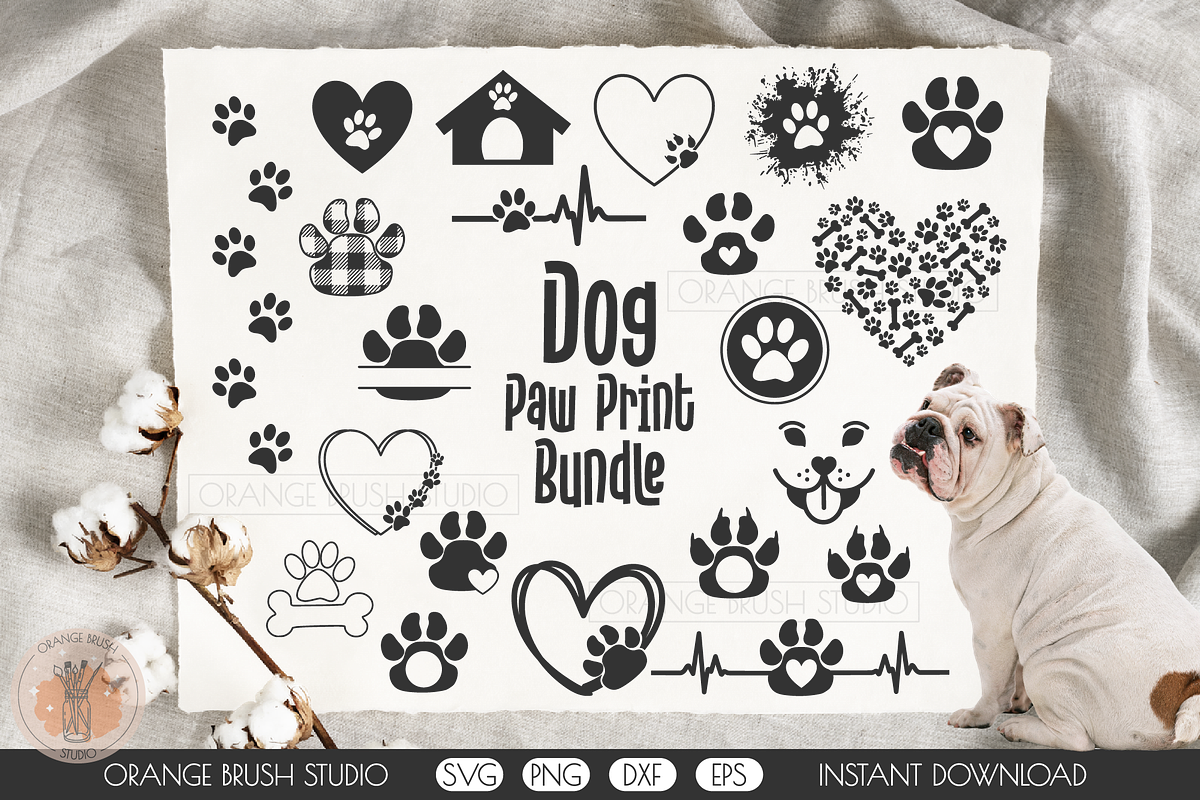 Dog Paw Print Vector SVG Bundle, an Animal Illustration by Orange Brush Studio (Photo 1 of 6)