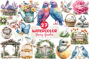 Spring Doves Garden Clipart, an Illustration by CreationArt (Thumbnail 1 of 5)