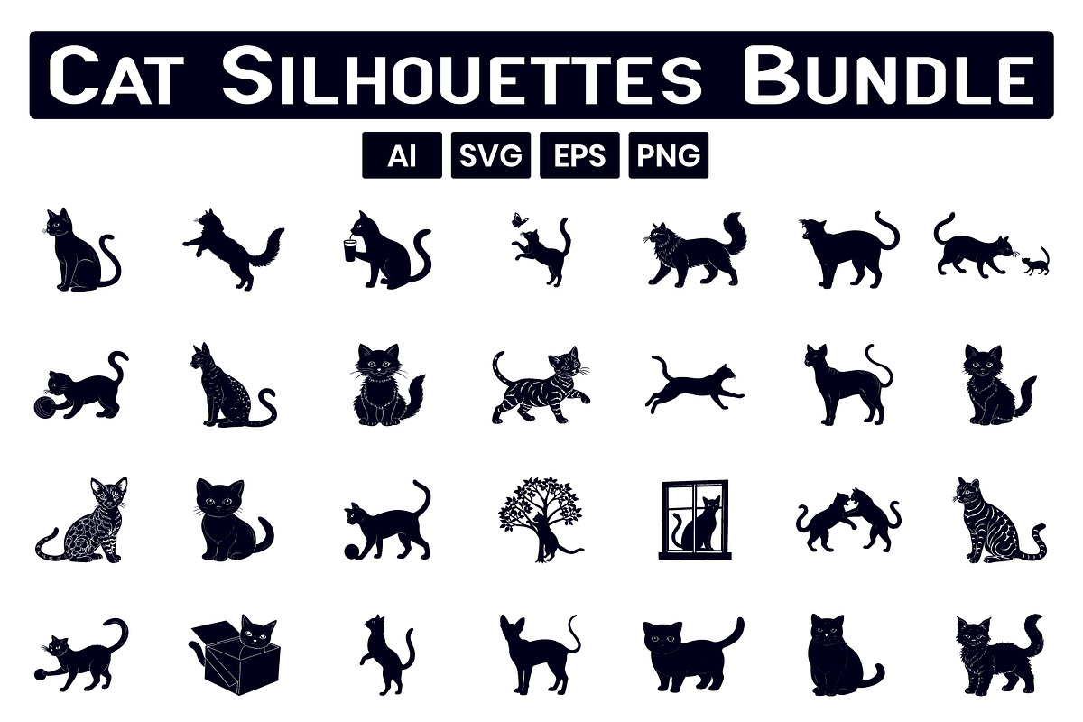 Cats Silhouette Pack, an Illustration by Creative_View (Photo 1 of 4)