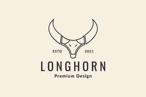 Horn Head Buffalo Line Skull Logo