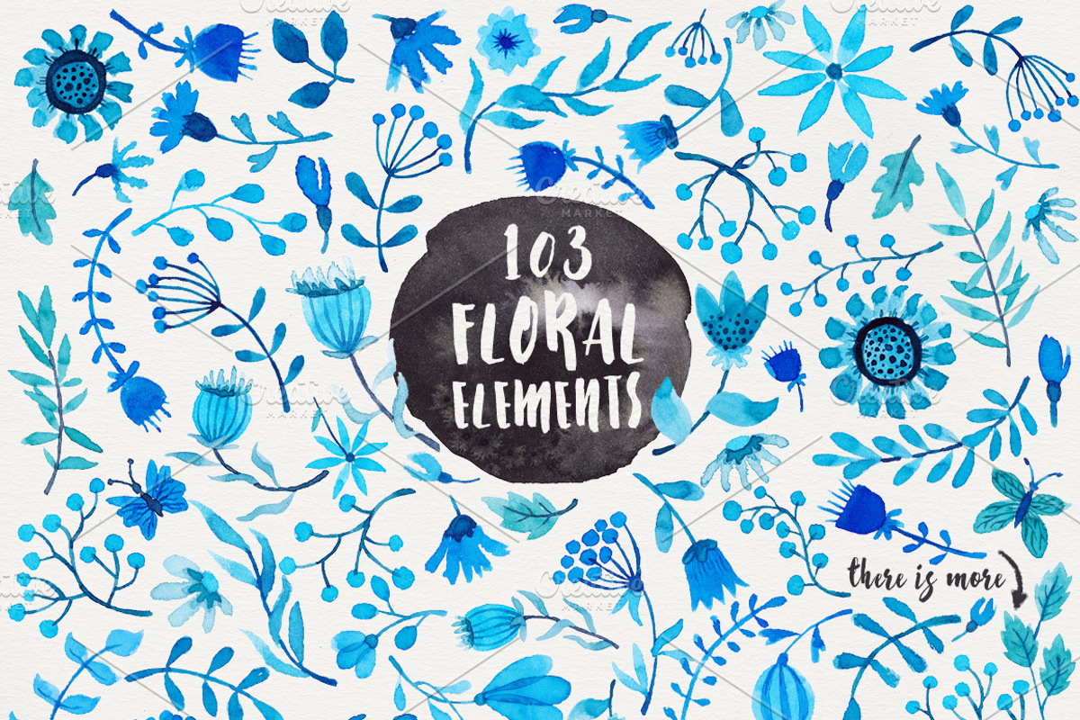 Azure Madness - Floral Pack, an Illustration by Stella's Graphic Supply (Photo 2 of 6)