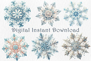 Christmas Snowflake Clipart, a Seasonal Illustration by GalaDesign03 (Thumbnail 3 of 6)
