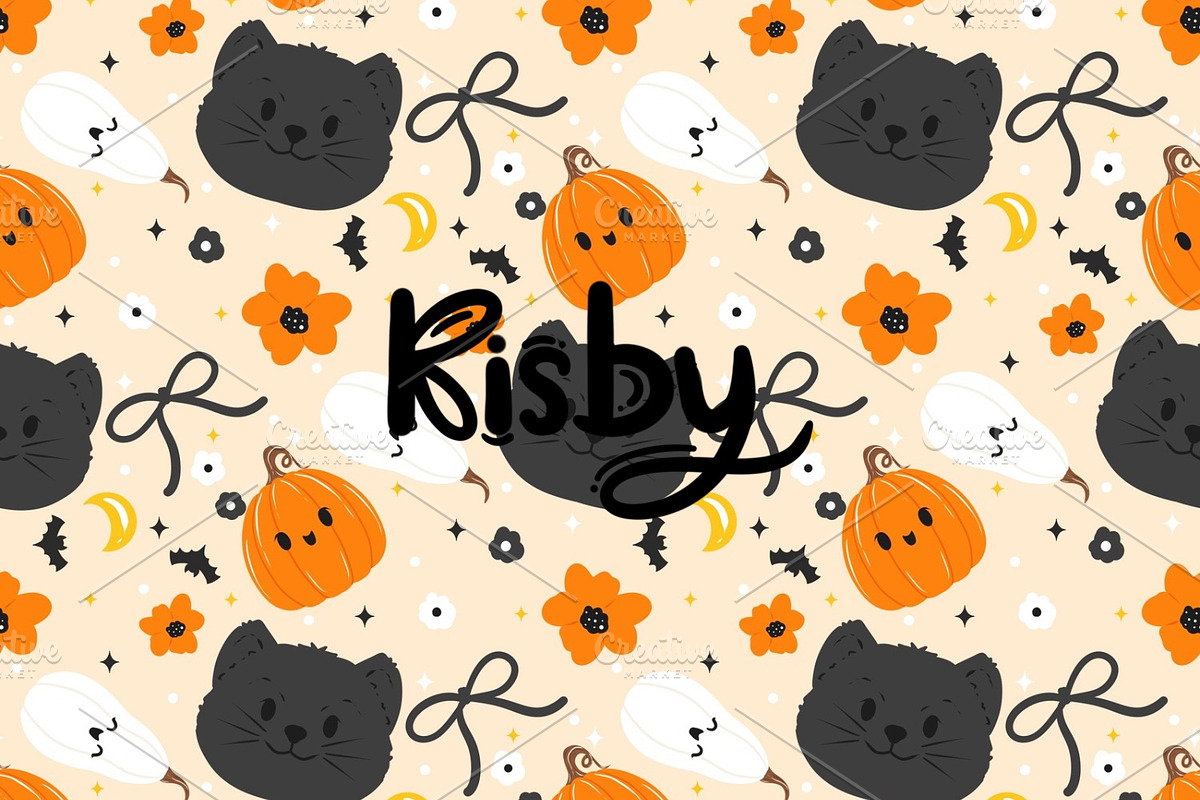 Halloween Black Cat and Pumpkin Sea, a Pattern Graphic by KisbyArt (Photo 1 of 3)