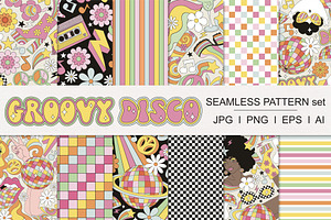 Retro Groovy Disco Pattern Set