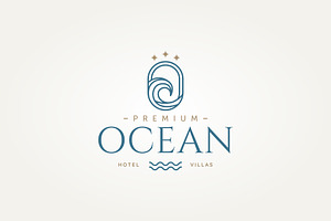 Premium Beach Ocean Hotel Icon Logo