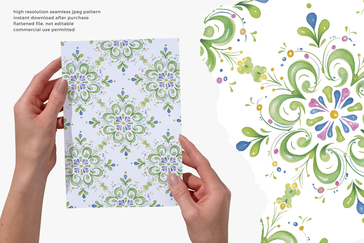 hand painted tile pattern, a Pattern Graphic by Pink Studio Art (Photo 3 of 4)