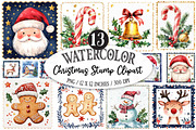 Christmas Postage Stamp Clipart, a Seasonal Illustration by Designking (Thumbnail 1 of 3)