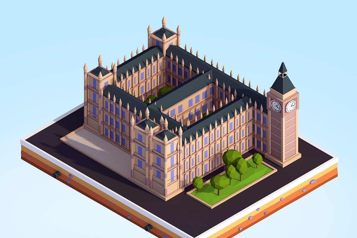 Cartoon Low Poly Big Ben Landmark, an Architecture 3D Model by Anton Moek (Photo 2 of 8)