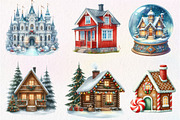 Christmas House Clipart, an Illustration by Dream Creation (Thumbnail 2 of 7)