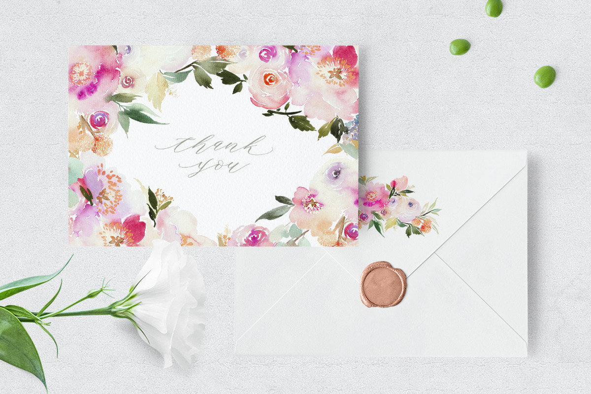 Set of Watercolour Wedding Cards, an Invitation Template by Karma (Photo 5 of 9)