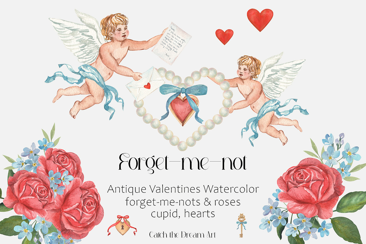 Forget-me-not Antique Valentine, a Seasonal Illustration by Catch the Dream Art (Photo 1 of 10)