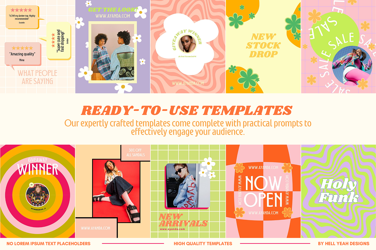 Funky Bold Instagram Post Templates, a Social Media Template by HellYeahDesigns (Photo 2 of 7)