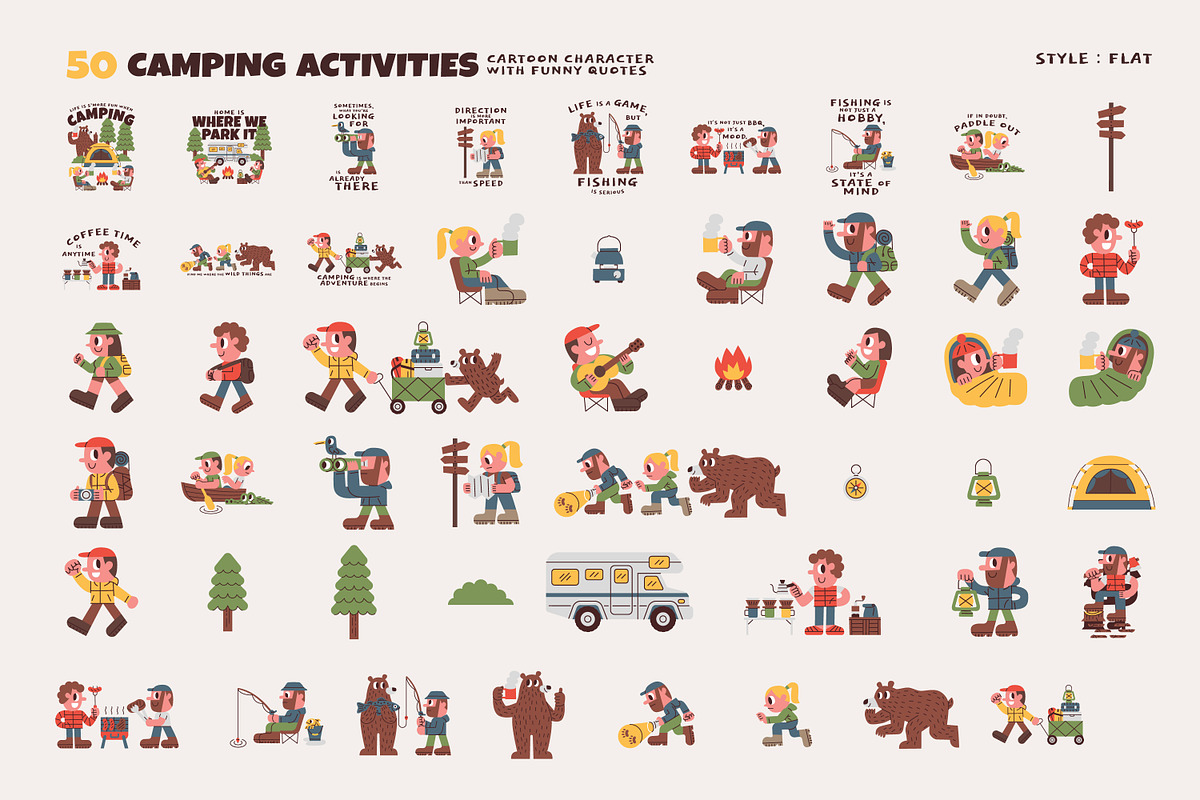 50 Camping Activities, an Illustration by monkik (Photo 9 of 21)