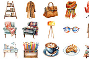 Watercolor Bookish Girl Clipart, an Illustration by Design Market (Thumbnail 2 of 4)