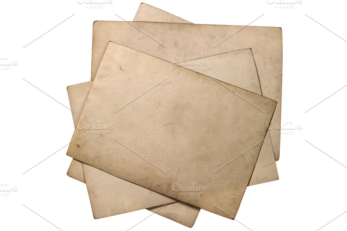 Old paper sheets isolated on white