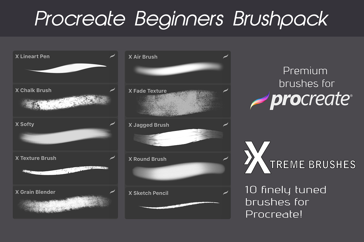 Procreate Beginners Brushset, a Brush Add-On by Extreme Brushes (Photo 2 of 2)