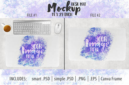 Sublimation 14x24 in desk mat mockup