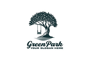 Tree With Swing Green Park Logo, a Branding & Logo Template by funpixel