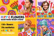 HIPPIE 70s FLOWERS-INSTAGRAM CREATOR, an Illustration by okchizh (Thumbnail 1 of 13)