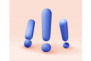 3D blue exclamation mark isolated on, an Object Illustration by Abscent